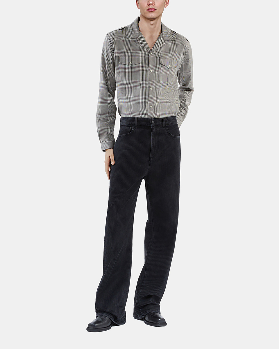 Black ribbed-effect baggy jeans