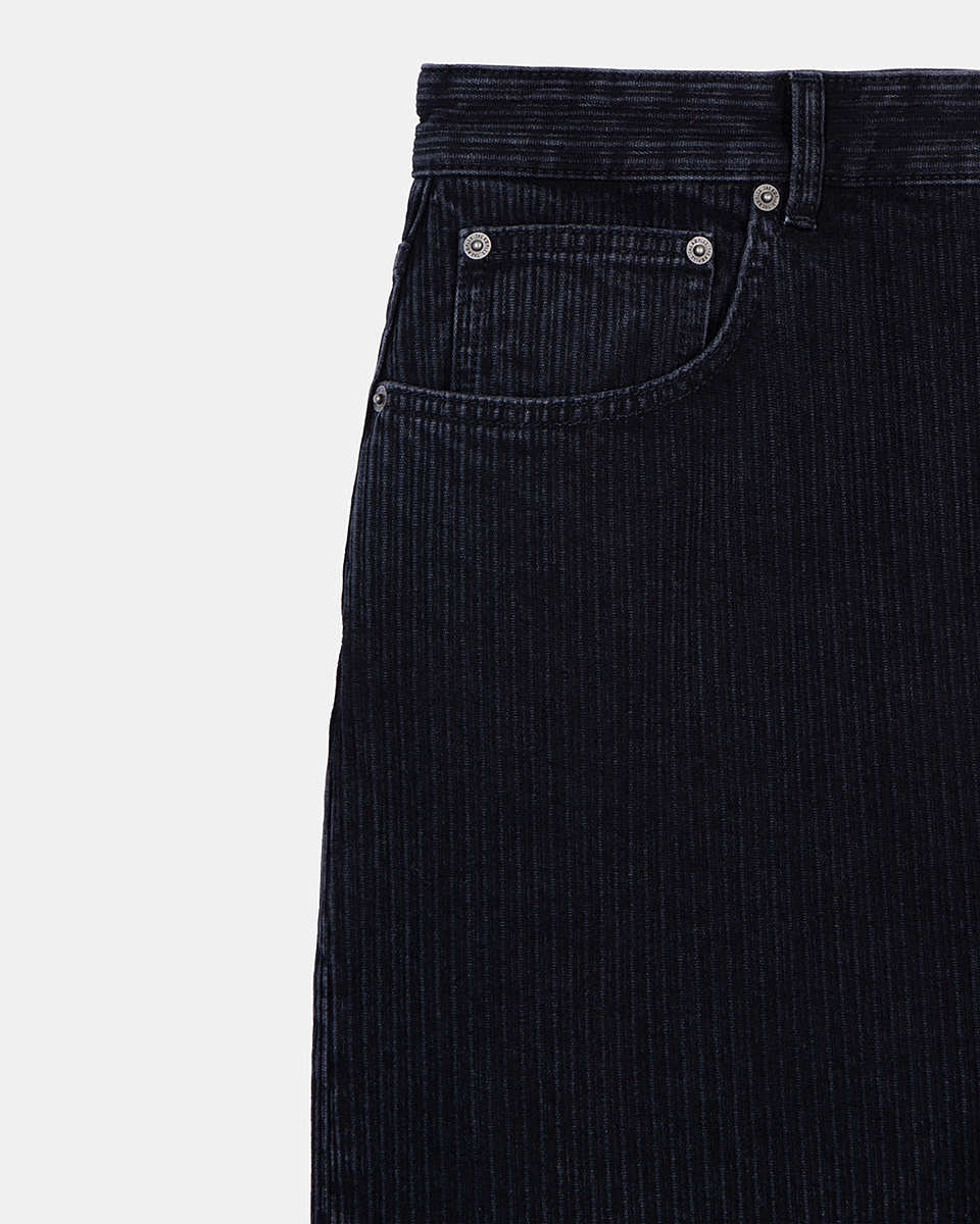 Black ribbed-effect baggy jeans