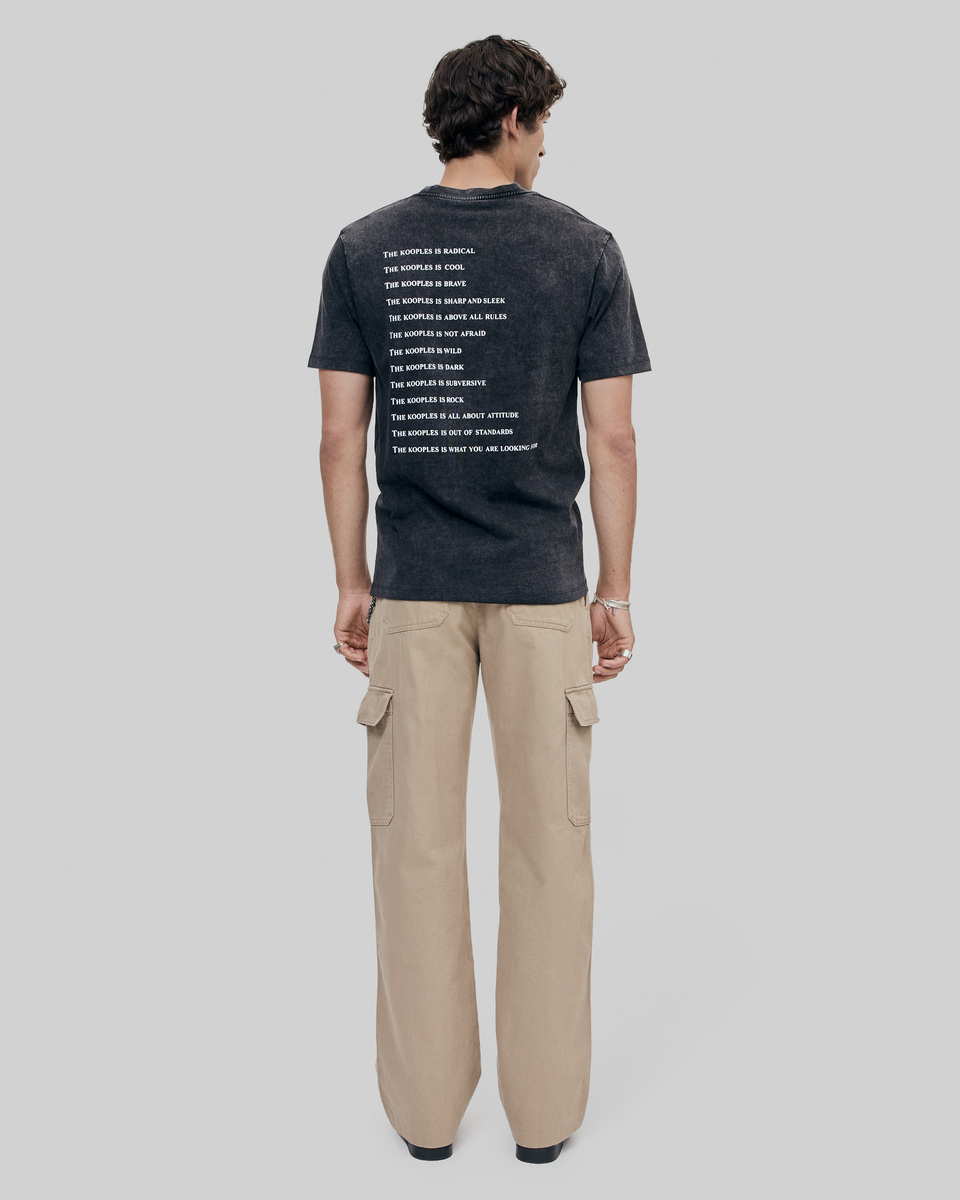 Black What Is denim patch t-shirt