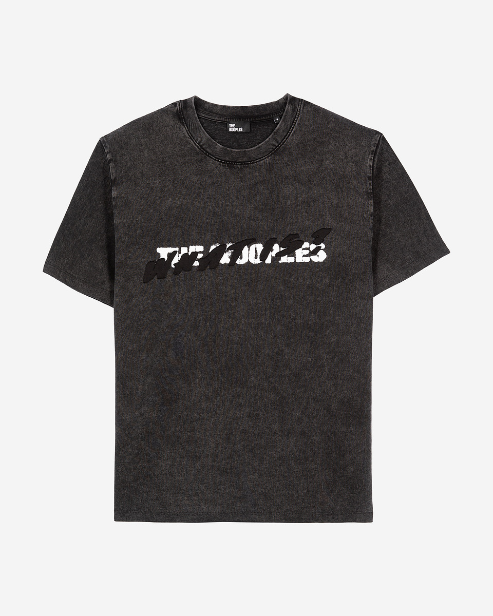 Black What Is denim patch t-shirt