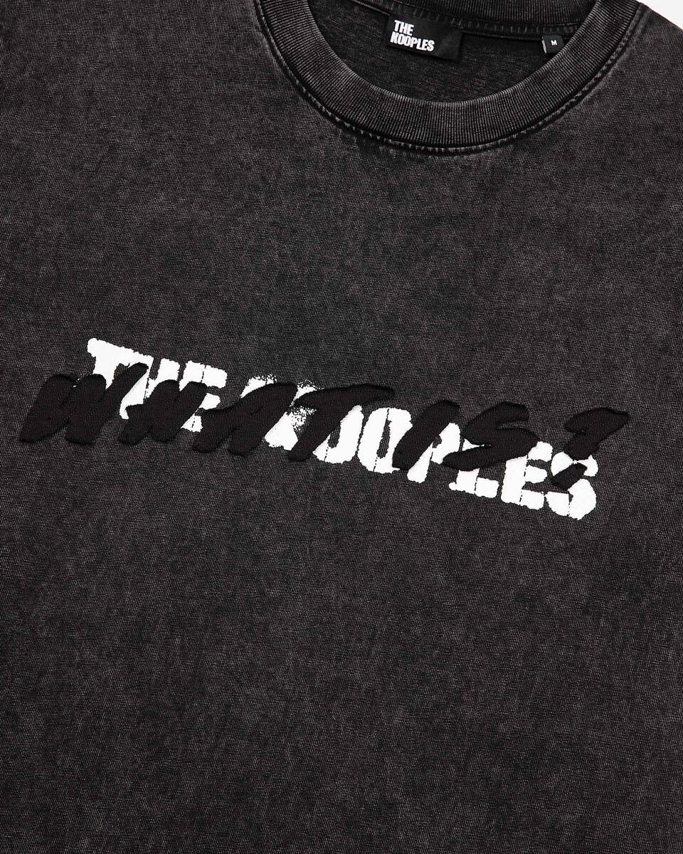 Black What Is denim patch t-shirt