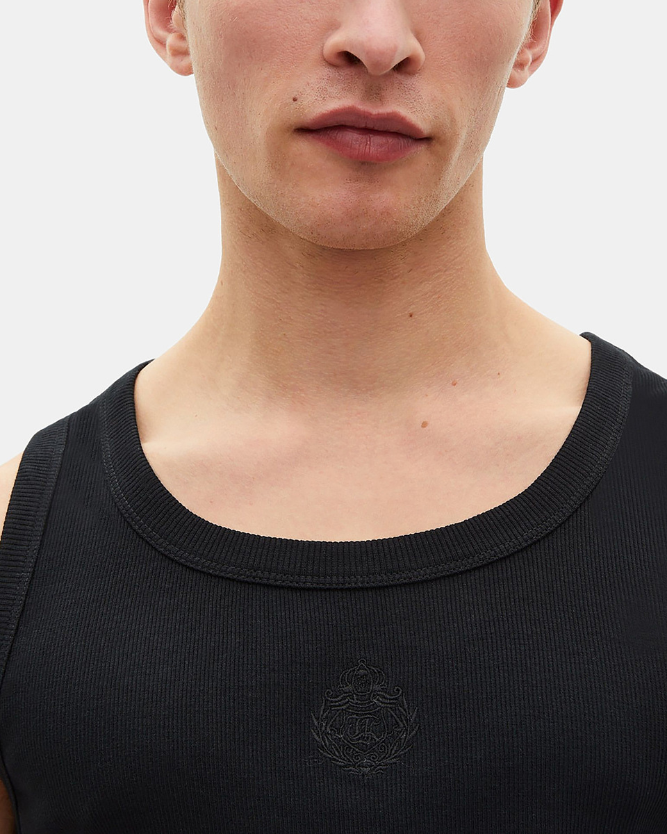 Tank top with black coat-of-arms embroidery