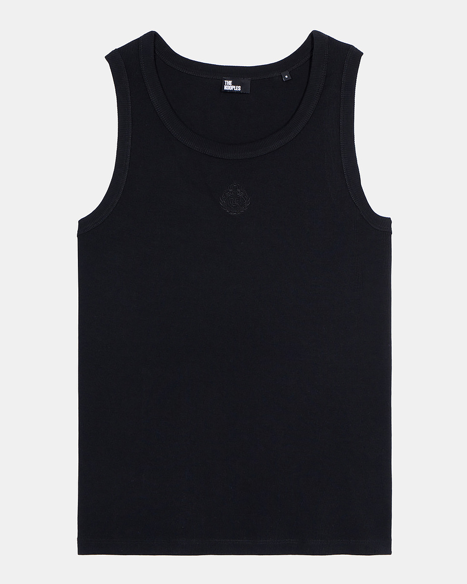 Tank top with black coat-of-arms embroidery