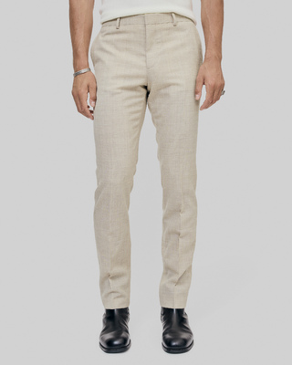 Beige slim fit wool suit pants