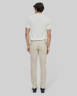 Beige slim fit wool suit pants