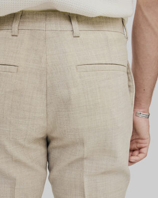 Beige slim fit wool suit pants