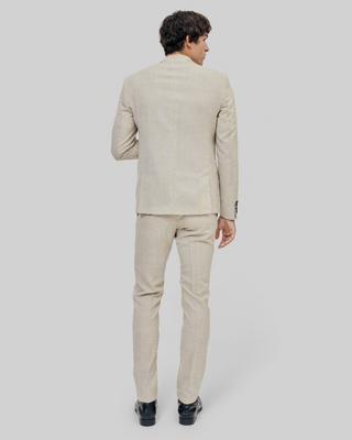 Beige slim fit wool suit jacket