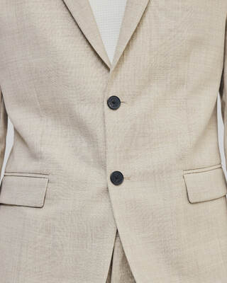 Beige slim fit wool suit jacket