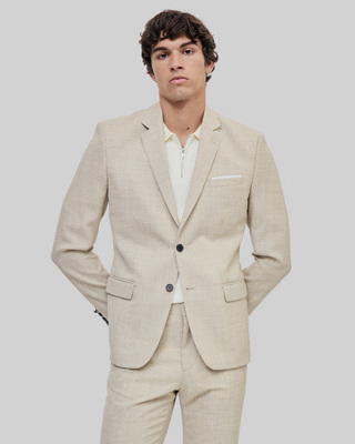 Beige slim fit wool suit jacket