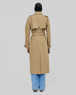 Long beige cotton trench coat