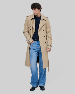 Beige wide-cut trench coat