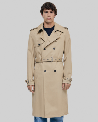 Beige wide-cut trench coat
