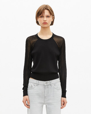 Black sheer-back sweater