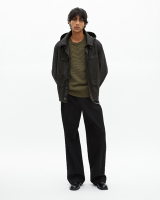 Short black hooded parka