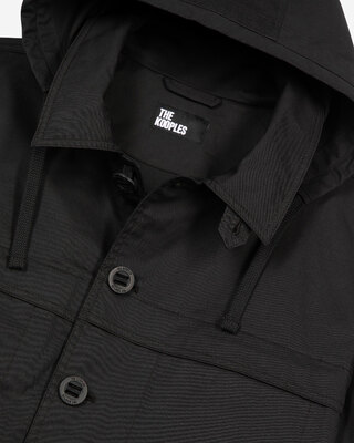 Short black hooded parka