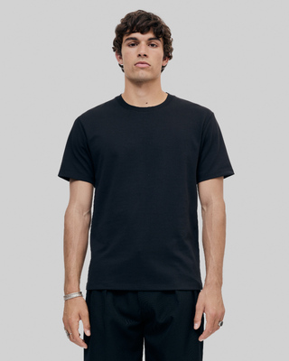 Mixed T-shirt, straight, plain black
