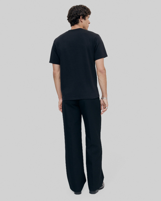 Mixed T-shirt, straight, plain black