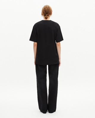 Mixed T-shirt, straight, plain black
