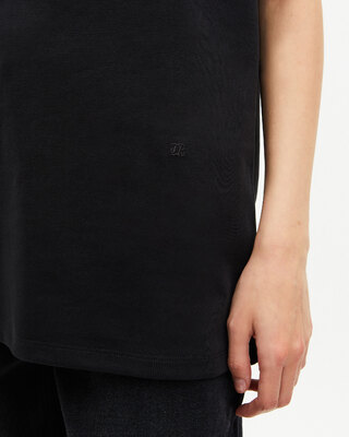 Mixed T-shirt, straight, plain black