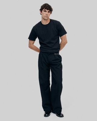 Mixed T-shirt, straight, plain black