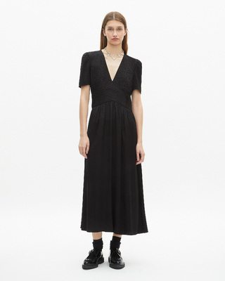 Black jacquard maxi dress