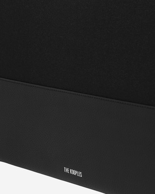 Black canvas and grained leather computer case