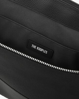 Black canvas and grained leather computer case