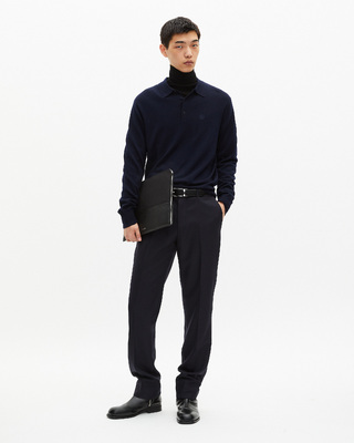 Black canvas and grained leather computer case