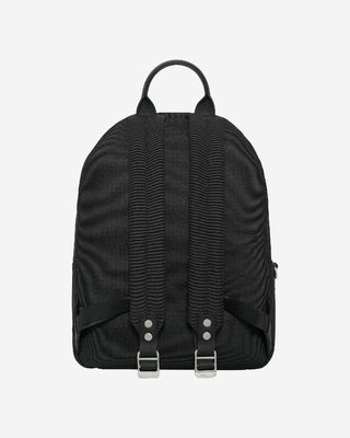 Black canvas and grained leather backpack