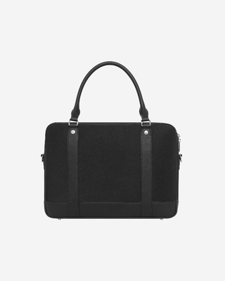 Black canvas and grained leather briefcase