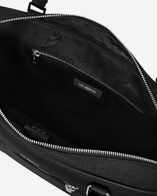 Black canvas and grained leather briefcase