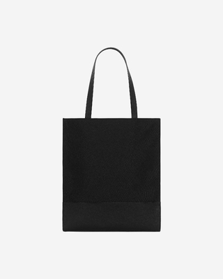 Black canvas and grained leather tote bag