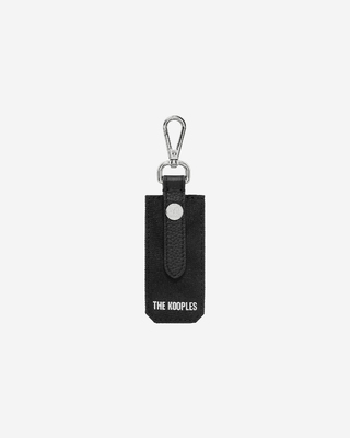 Black canvas and grained leather key ring