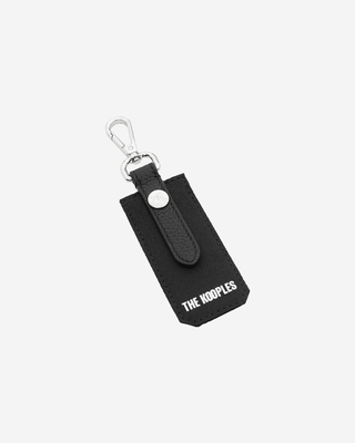 Black canvas and grained leather key ring