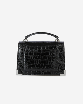 Emily small crocodile-effect bag in black leather