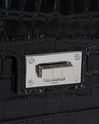 Emily small crocodile-effect bag in black leather