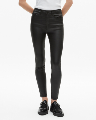 Black leather-effect slim jeans