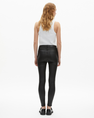 Black leather-effect slim jeans