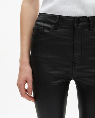 Black leather-effect slim jeans