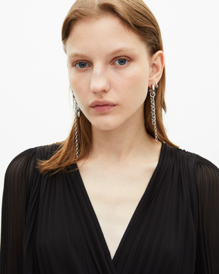 Long black pleated dress