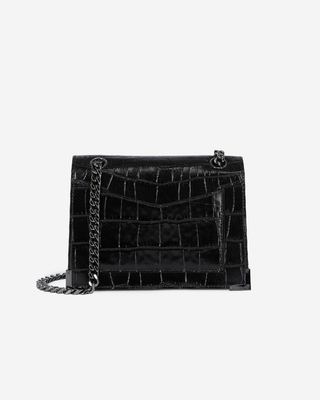 Emily small crocodile-effect bag in black leather