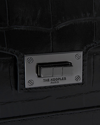 Emily small crocodile-effect bag in black leather