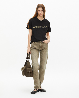 Black and Leopard-Print 'What Is' T-shirt