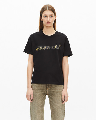Black and Leopard-Print 'What Is' T-shirt