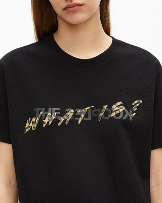 Black and Leopard-Print 'What Is' T-shirt