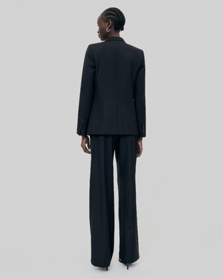 Black slim-fit wool suit jacket