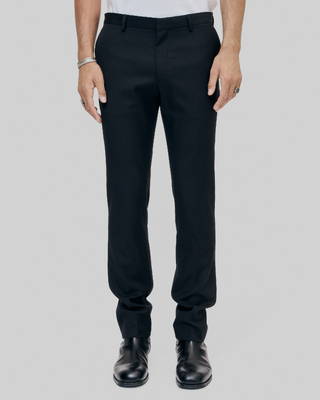 Black slim-fit wool suit pants