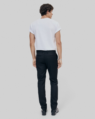Black slim-fit wool suit pants