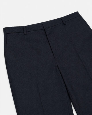 Black slim-fit wool suit pants