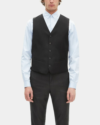 Black suit vest in wool tailored cut